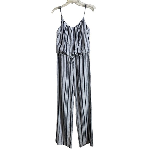 Fifteen Twenty Striped Sleeveless Jumpsuit Drawstring Waist Wide Leg Size S - Picture 1 of 9